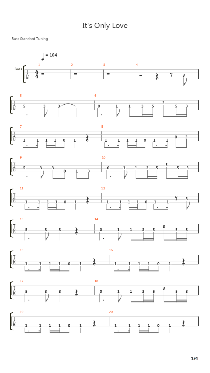 It's Only Love吉他谱