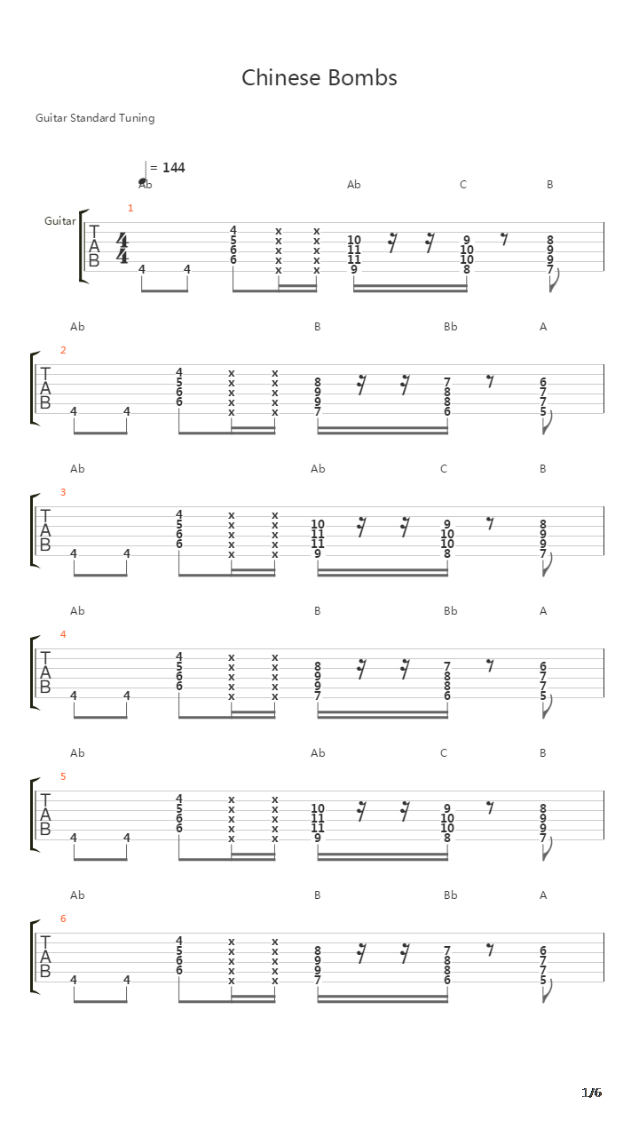 Chinese Bombs吉他谱
