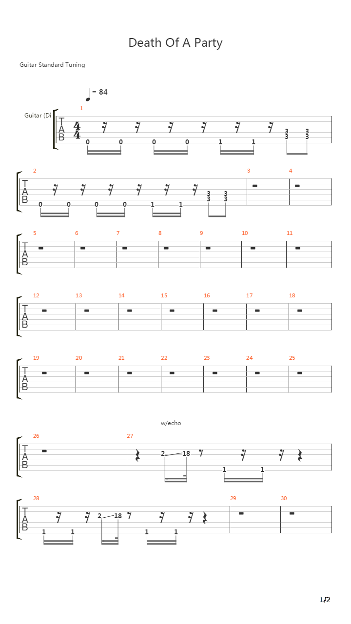 Death Of A Party吉他谱