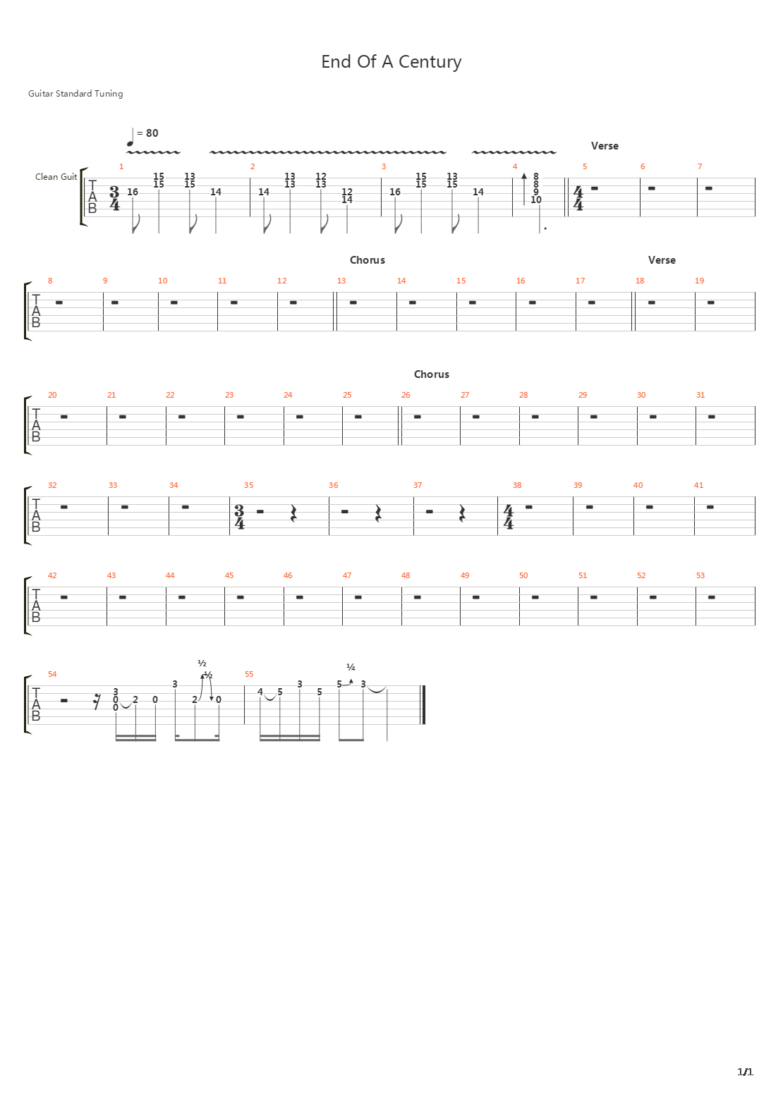 End Of A Century吉他谱