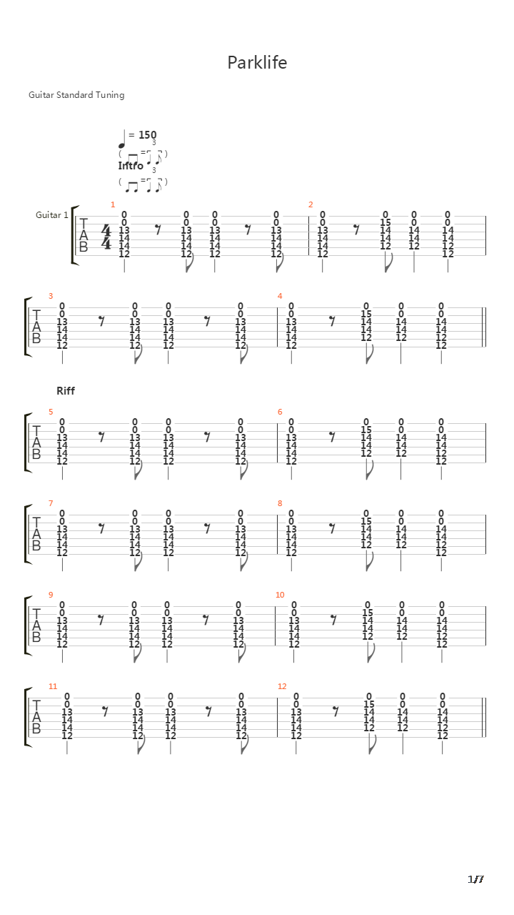 Parklife吉他谱