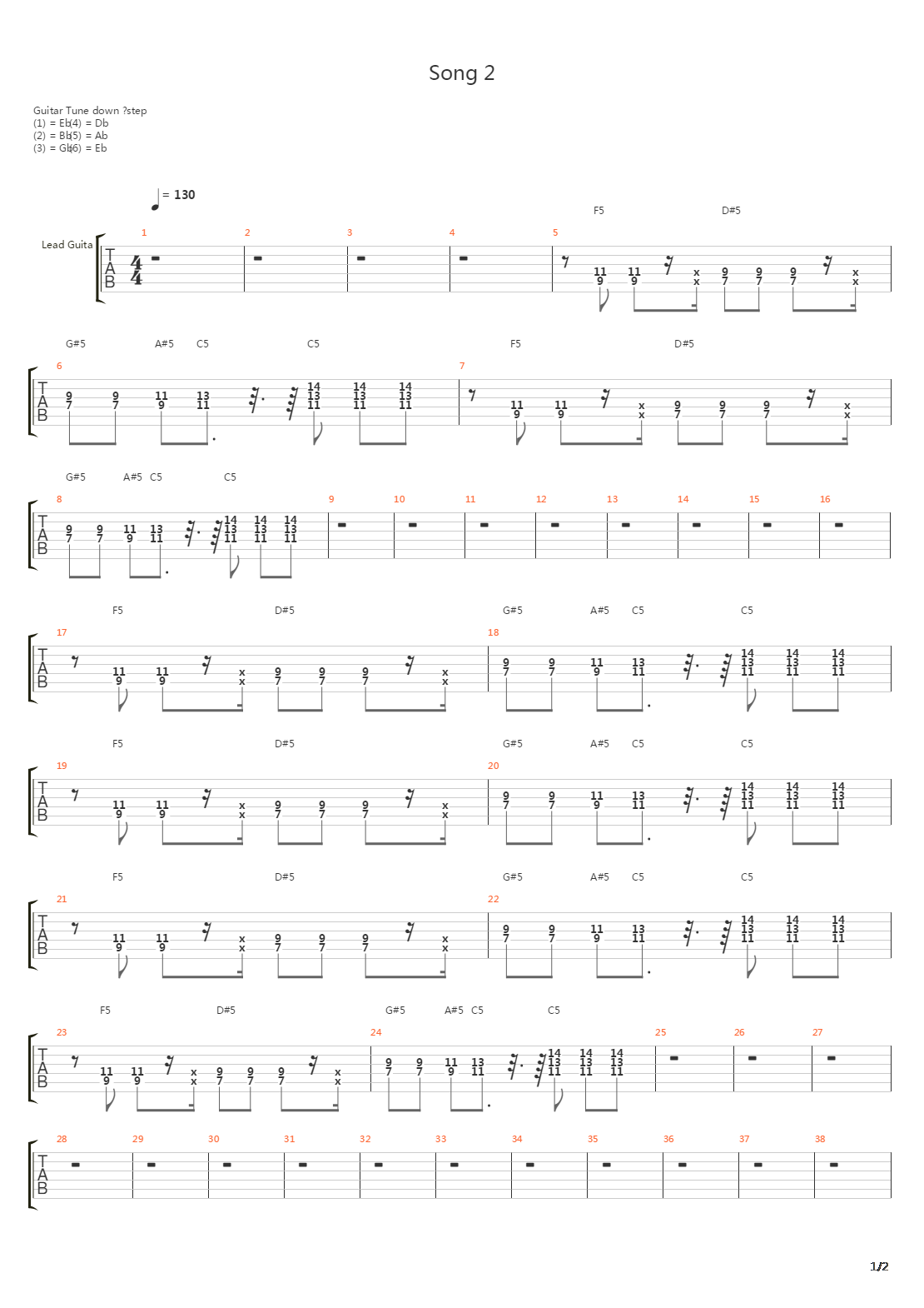 Song 2吉他谱