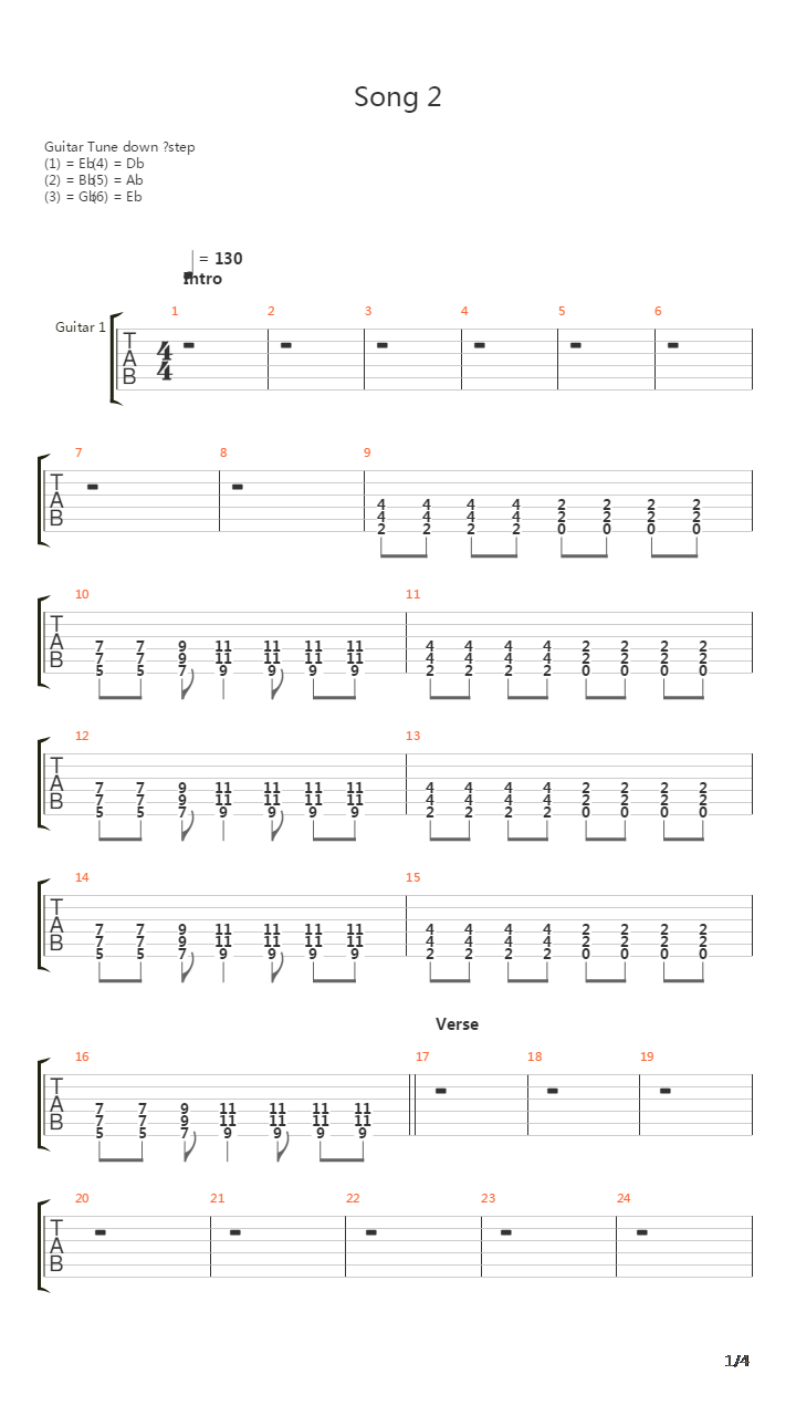 Song 2吉他谱