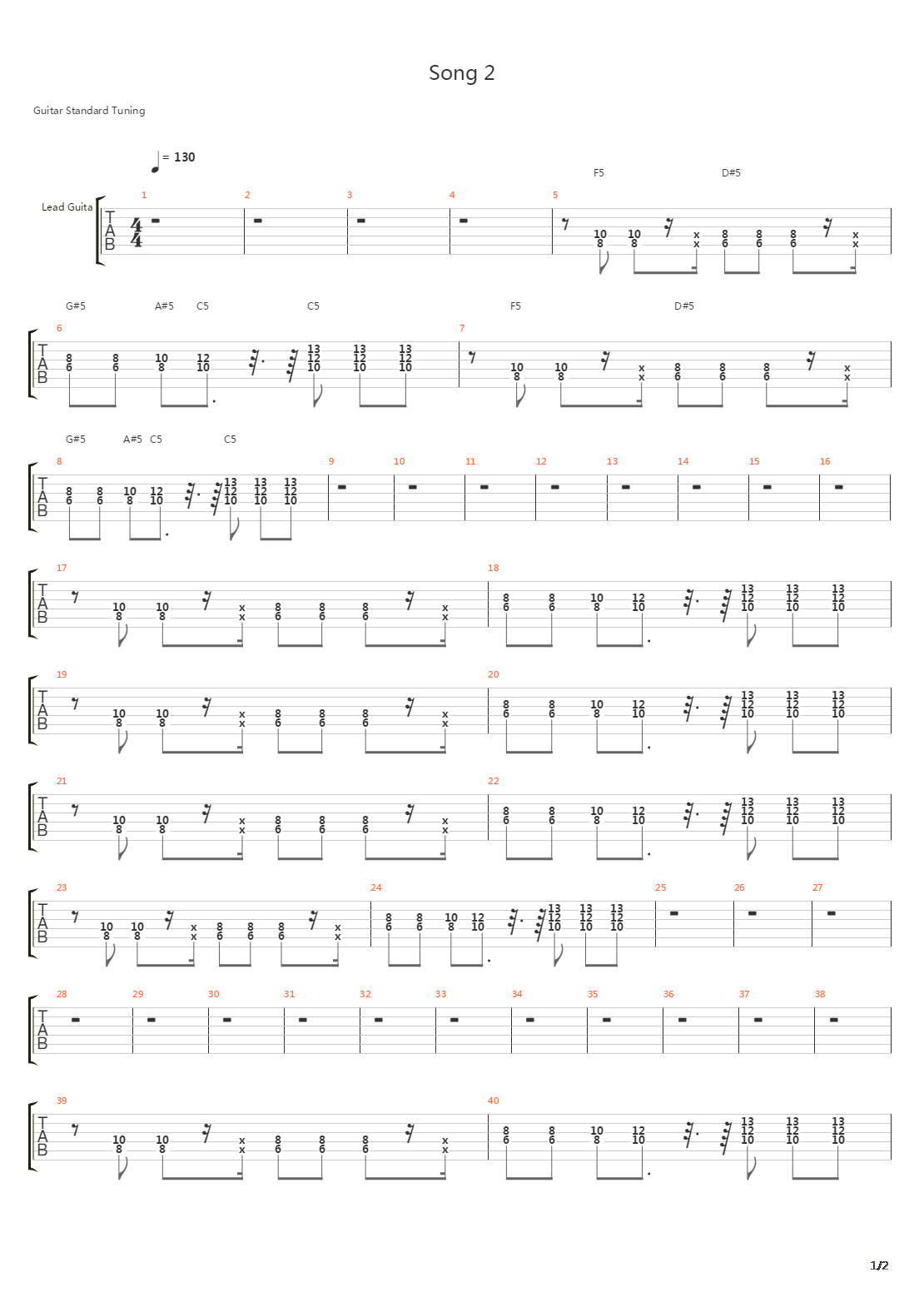 Song 2吉他谱