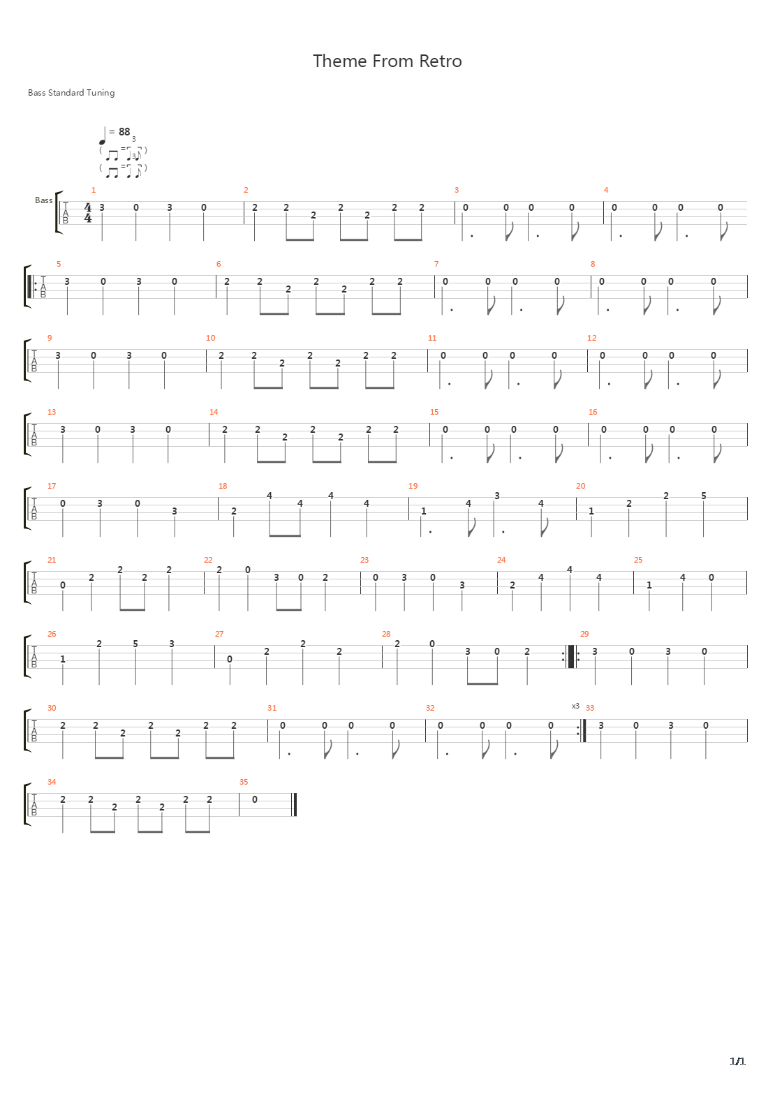 Theme From Retro吉他谱