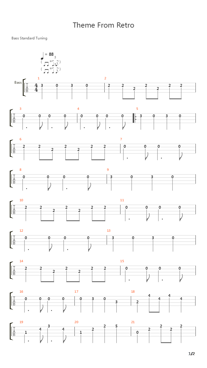 Theme From Retro吉他谱