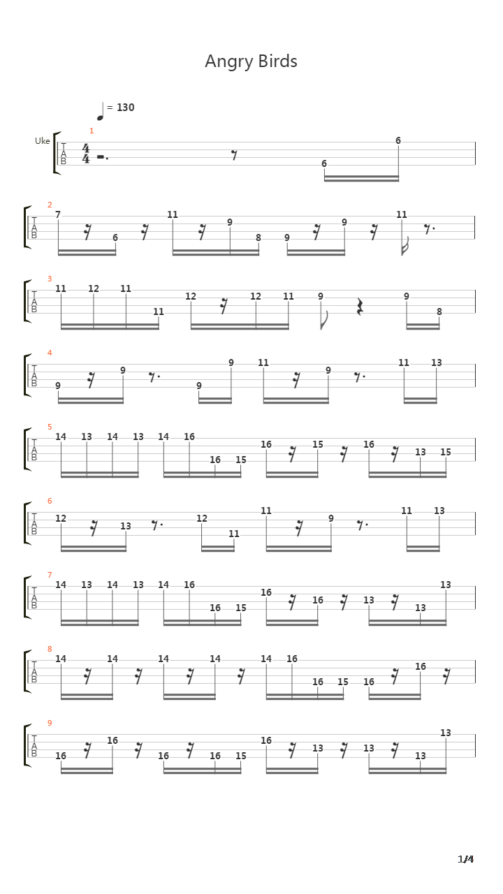 愤怒的小鸟(Angry Birds)吉他谱