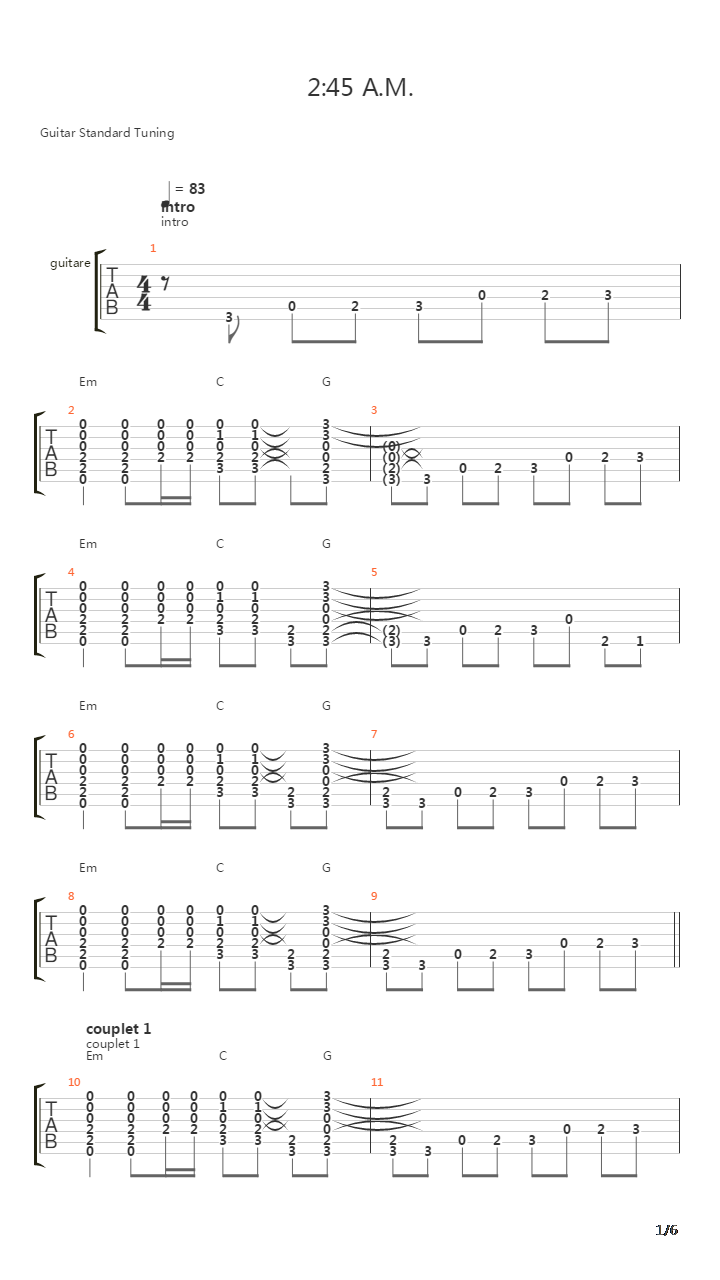 2 45 Am吉他谱