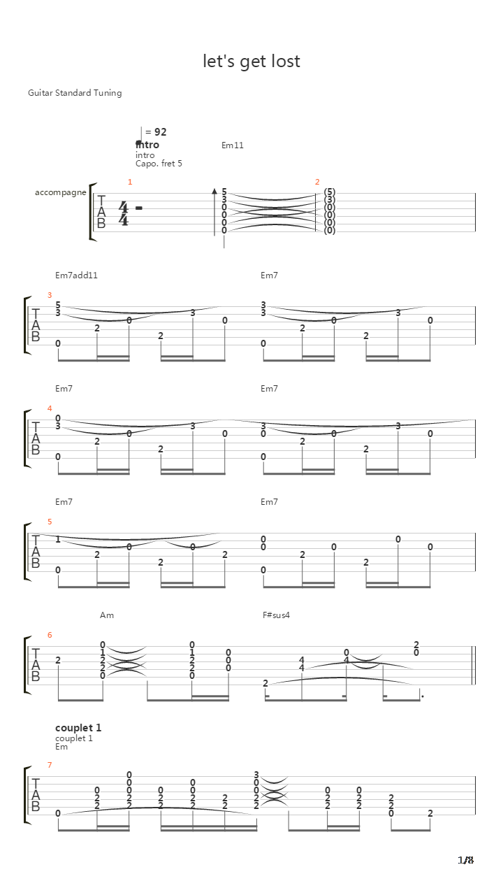 Lets Get Lost吉他谱