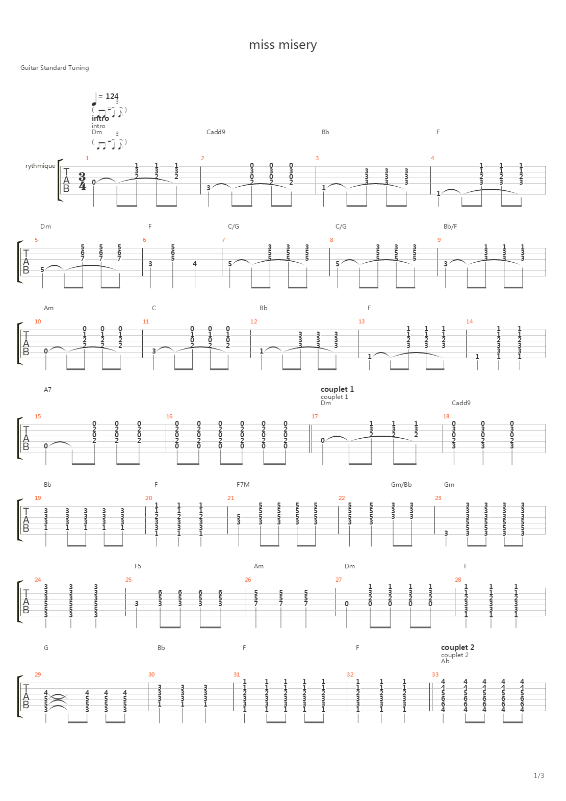 Miss Misery吉他谱