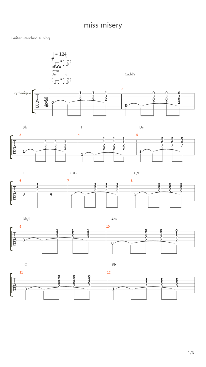 Miss Misery吉他谱