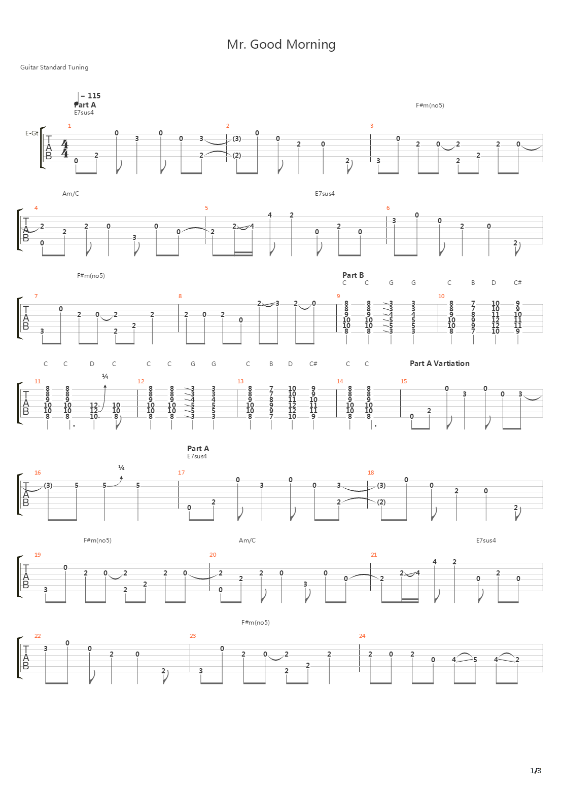 Mr Good Morning吉他谱