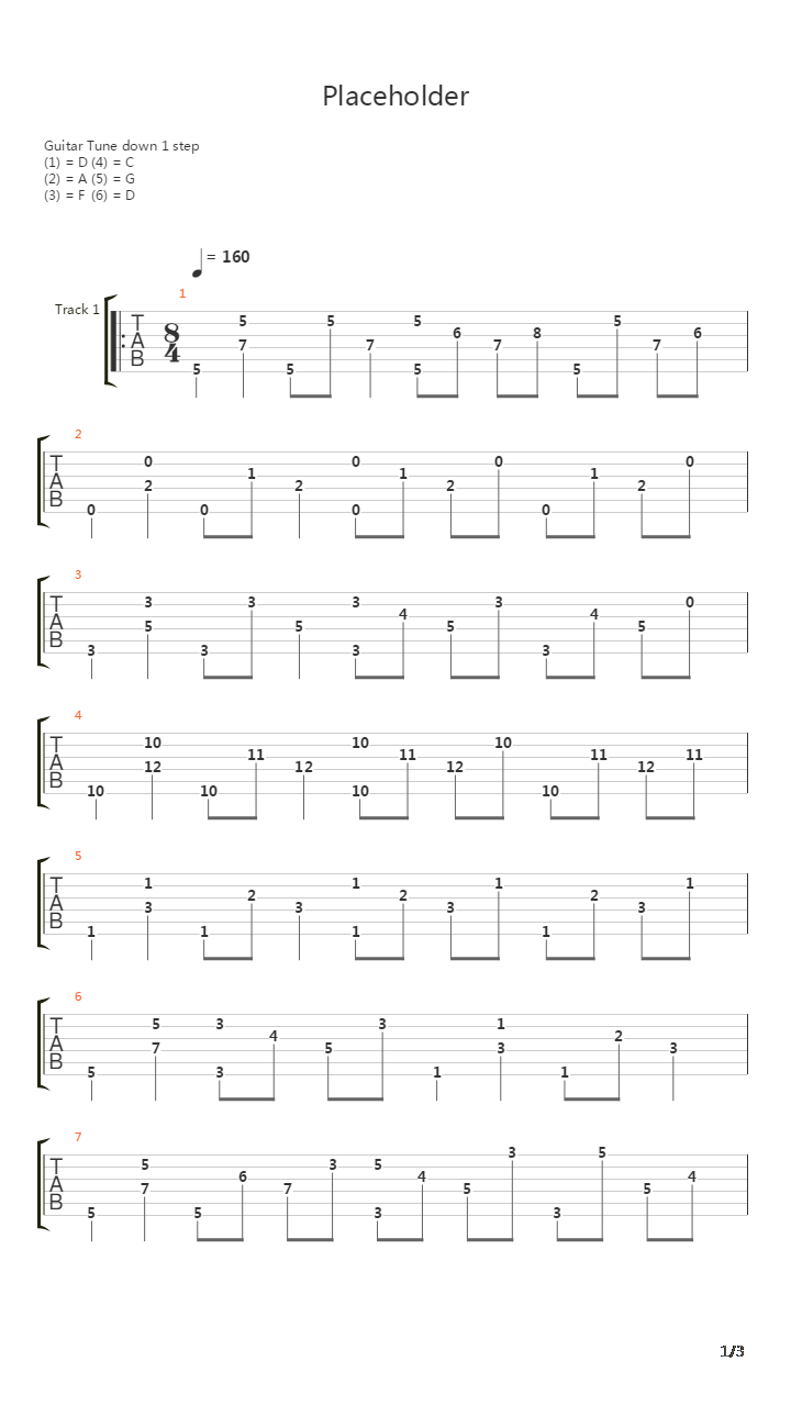 Placeholder吉他谱