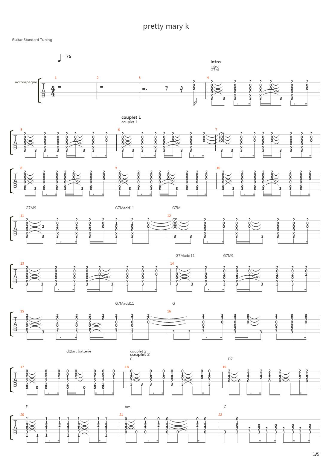 Pretty Mary K吉他谱