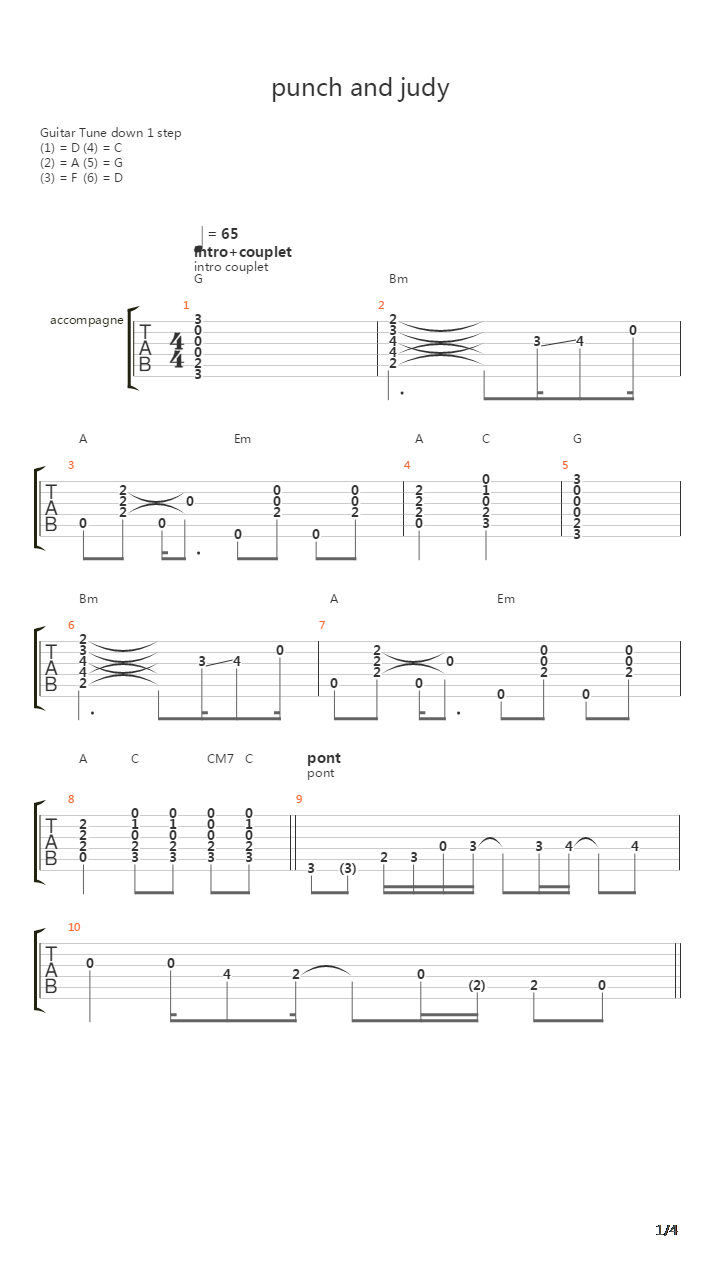 Punch And Judy吉他谱