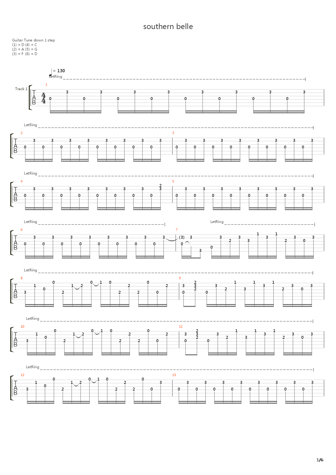 Southern Belle吉他谱