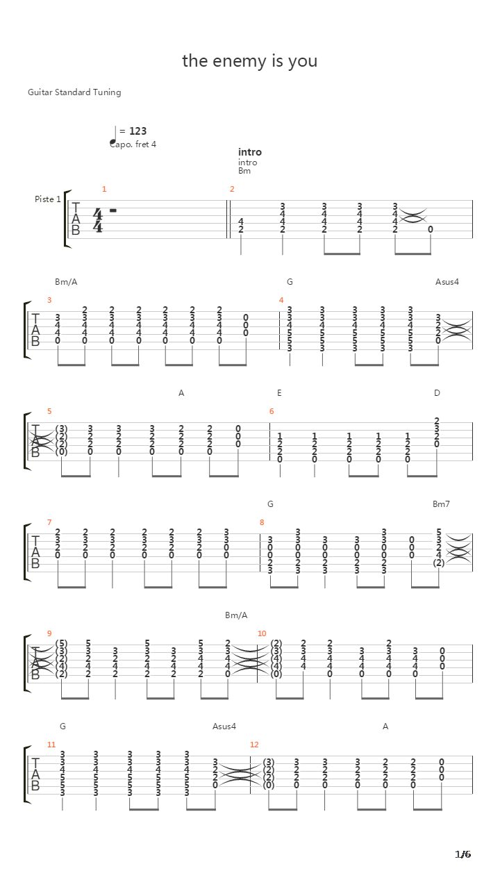 The Enemy Is You吉他谱