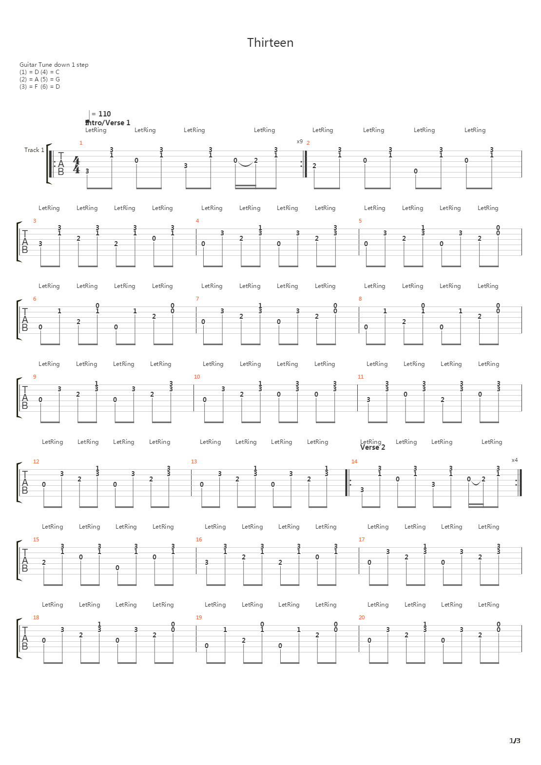 Thirteen吉他谱