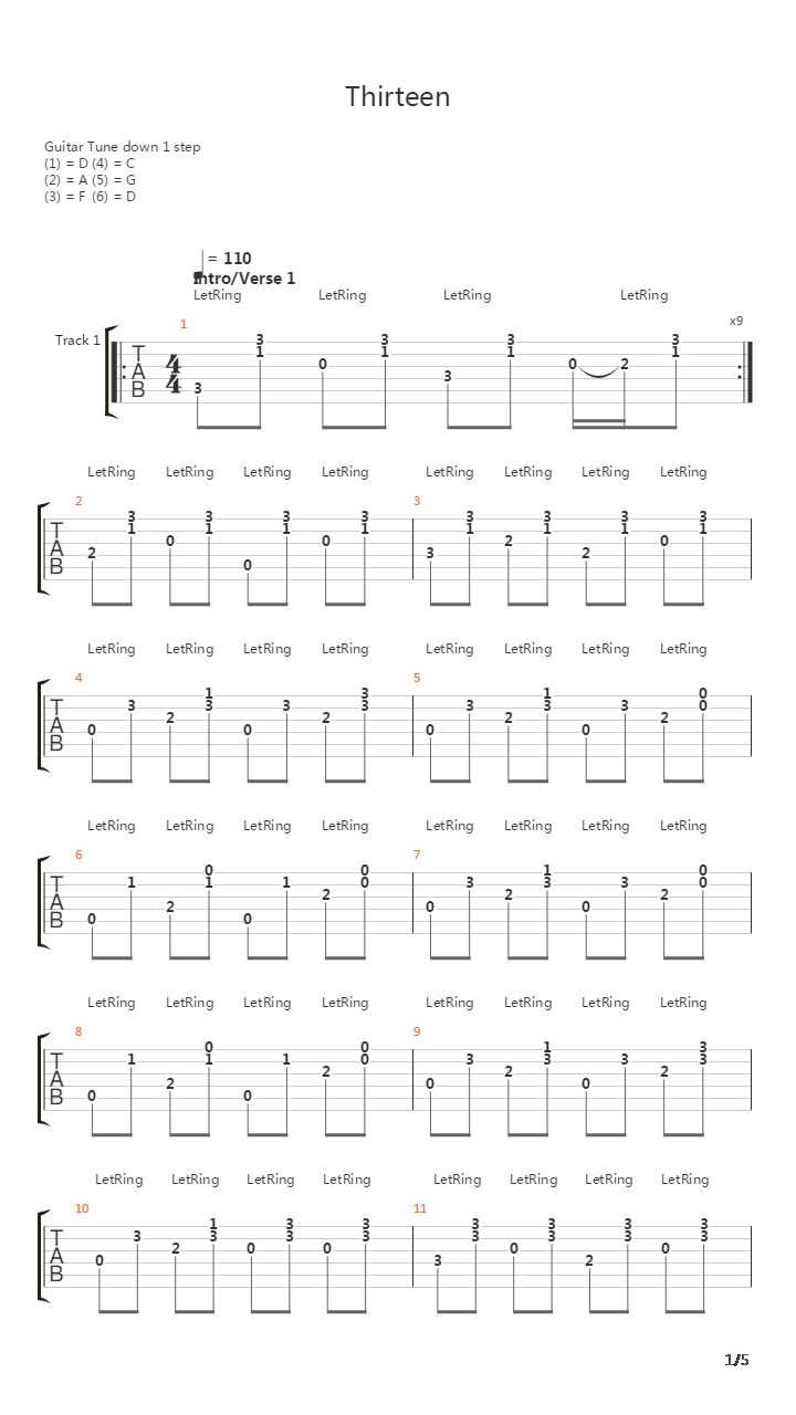 Thirteen吉他谱