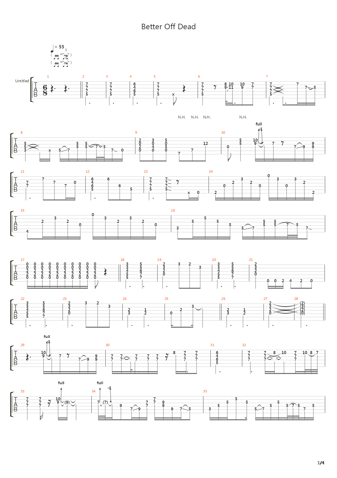 Better Off Dead吉他谱