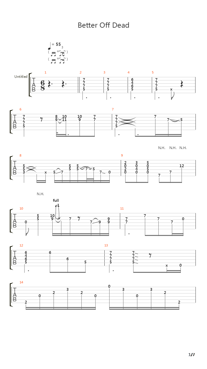 Better Off Dead吉他谱