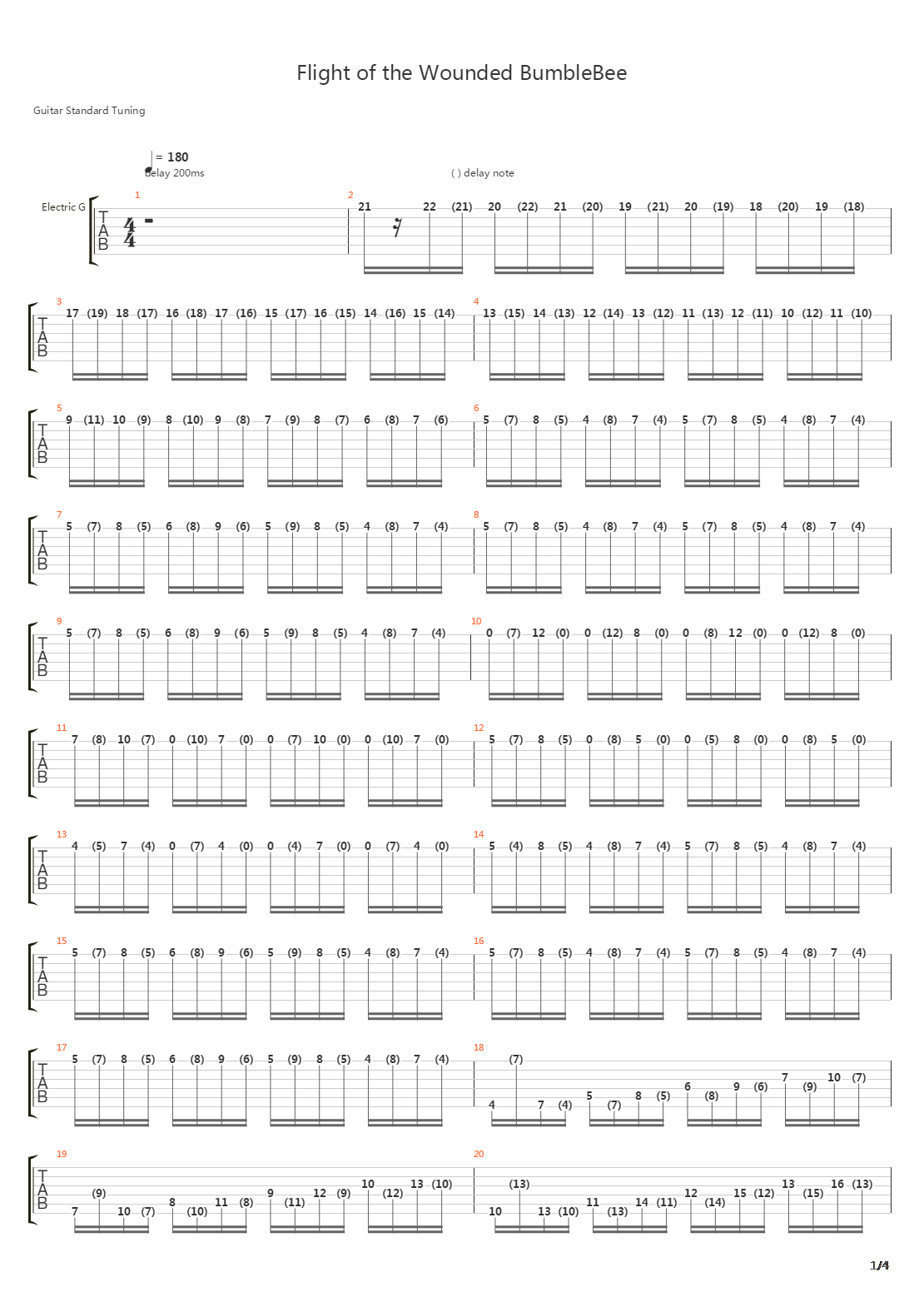 Flight Of The Wounded Bumblebee吉他谱