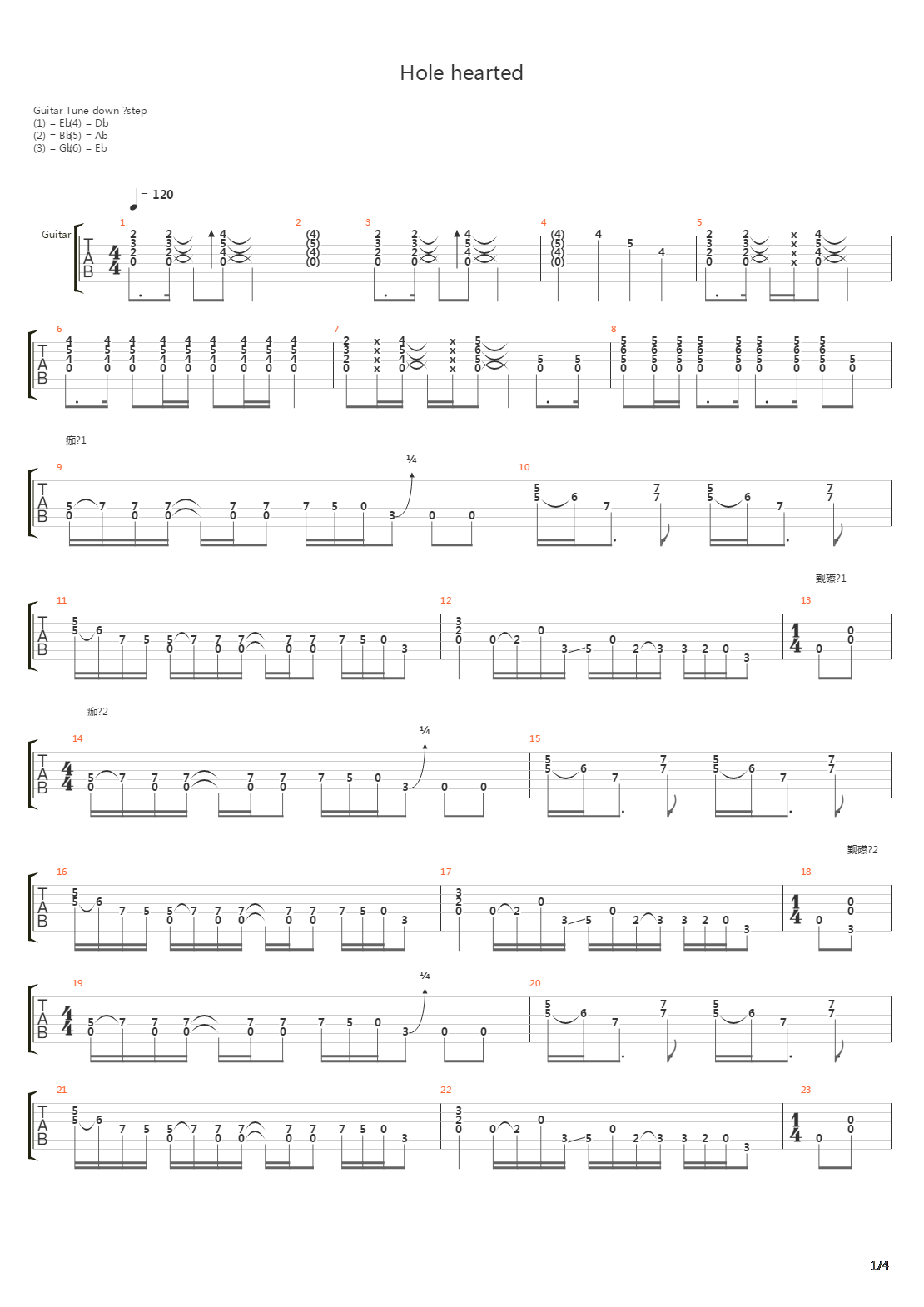 Hole In My Heart吉他谱