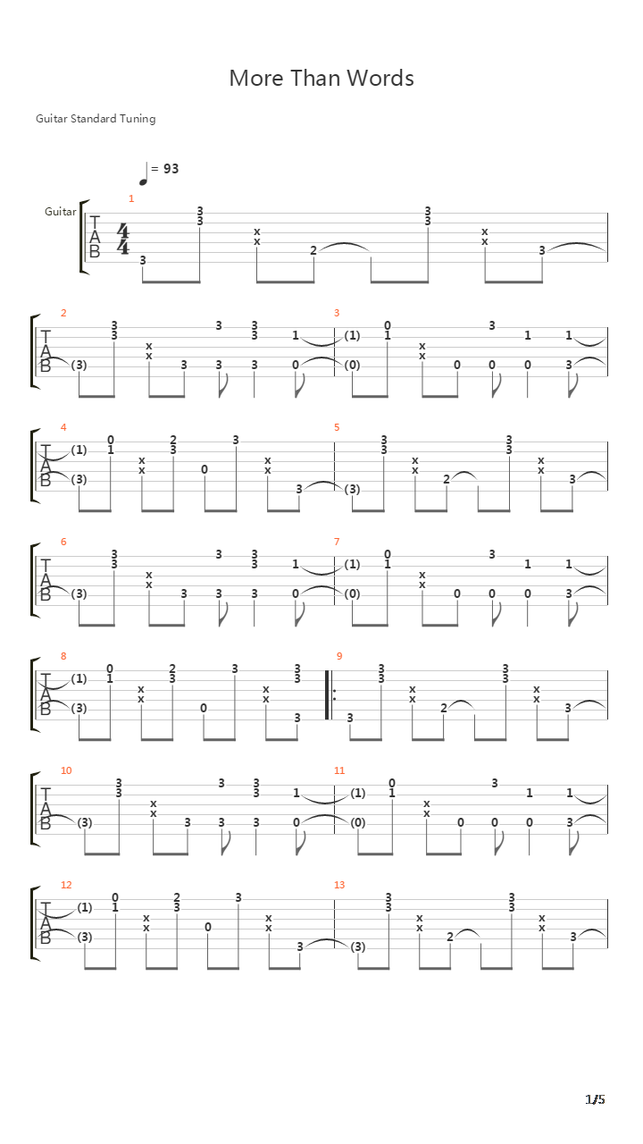 More Than Words吉他谱