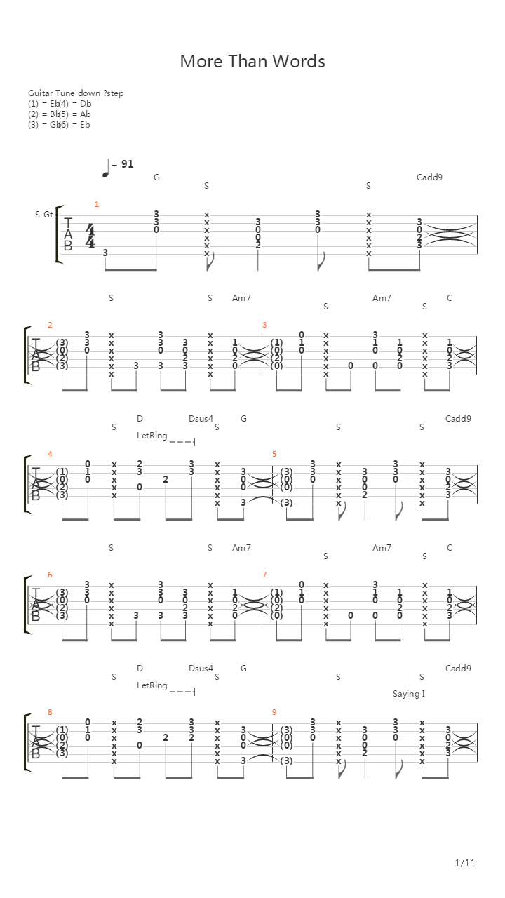 More Than Words吉他谱
