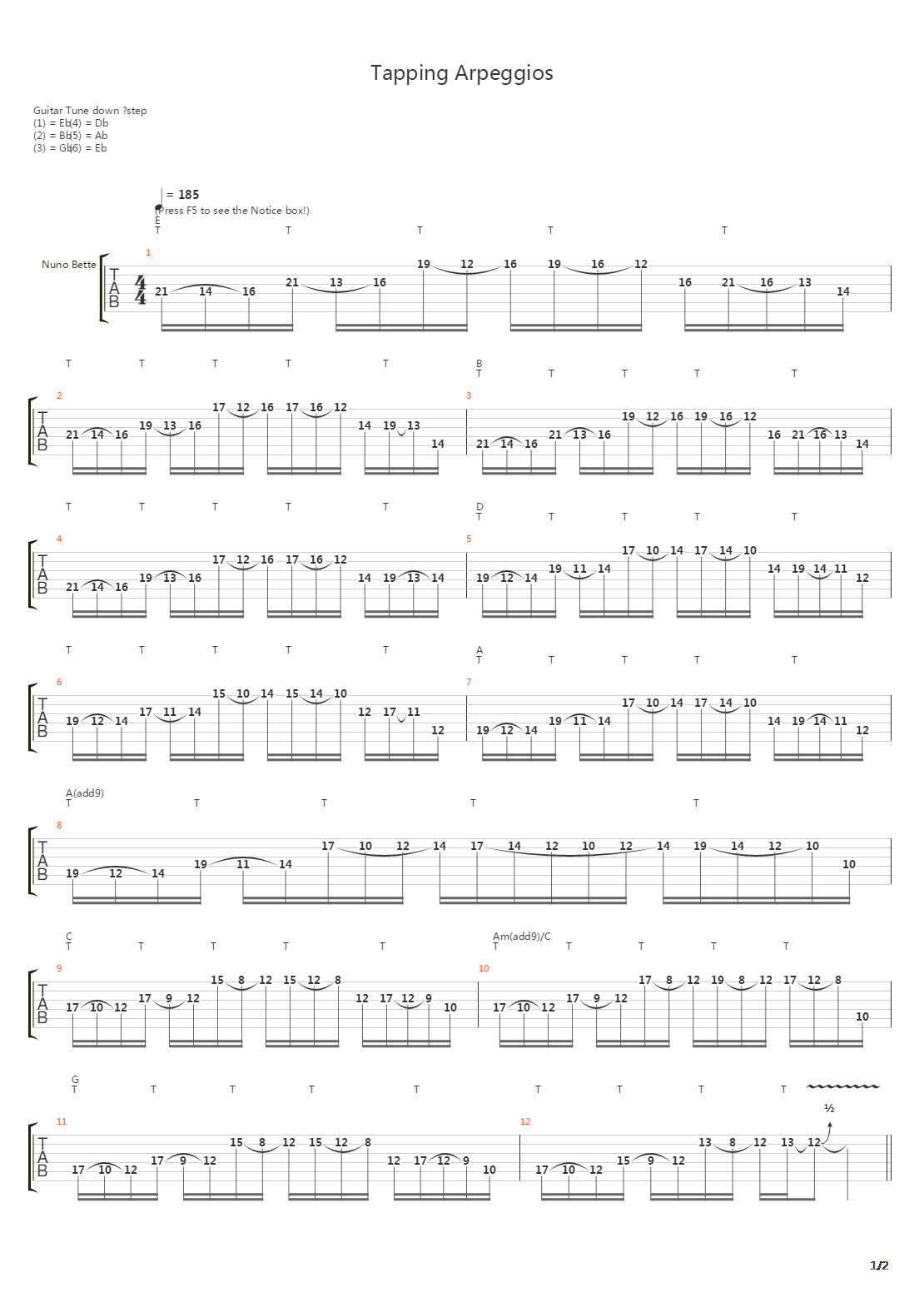 Nuno Bettencourt Tapping Arpeggios吉他谱