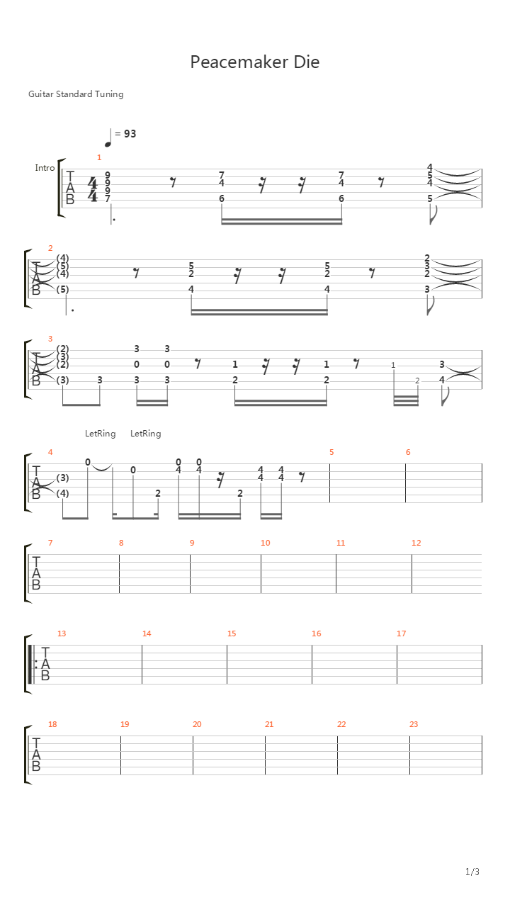 Peacemaker Die吉他谱