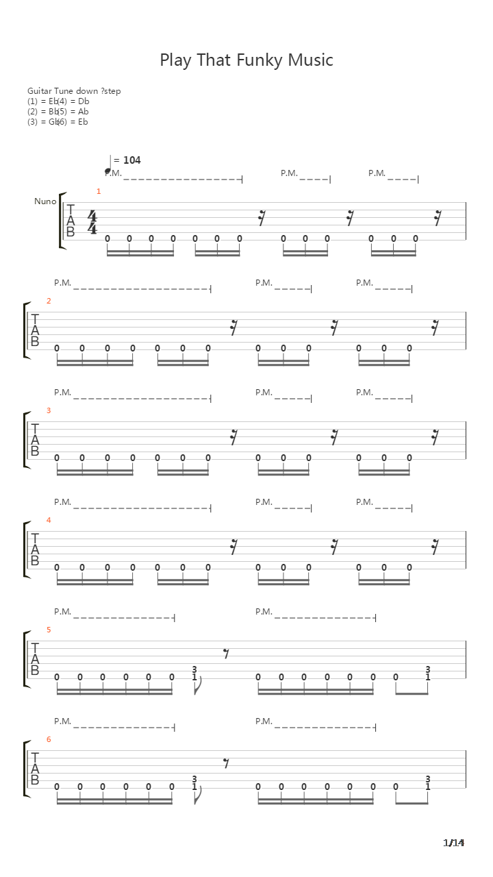 Play That Funky Music吉他谱