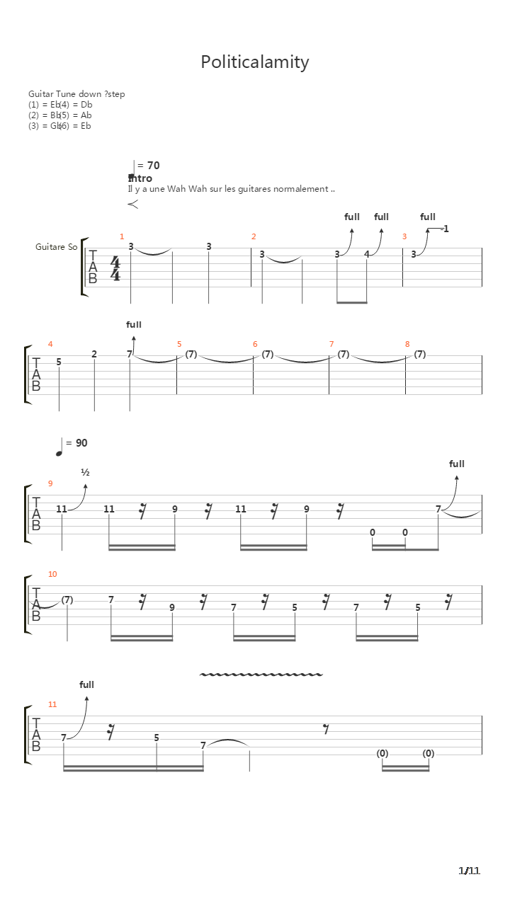 Politicalamity吉他谱