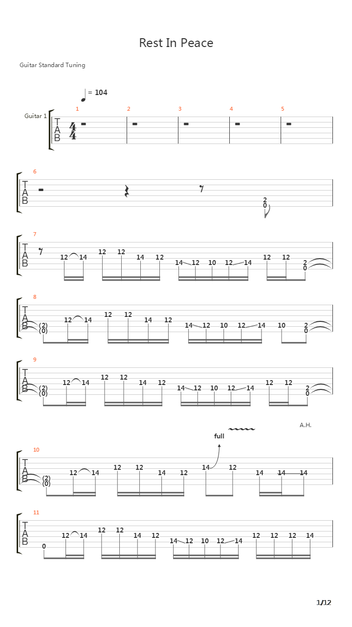 Rest In Peace吉他谱