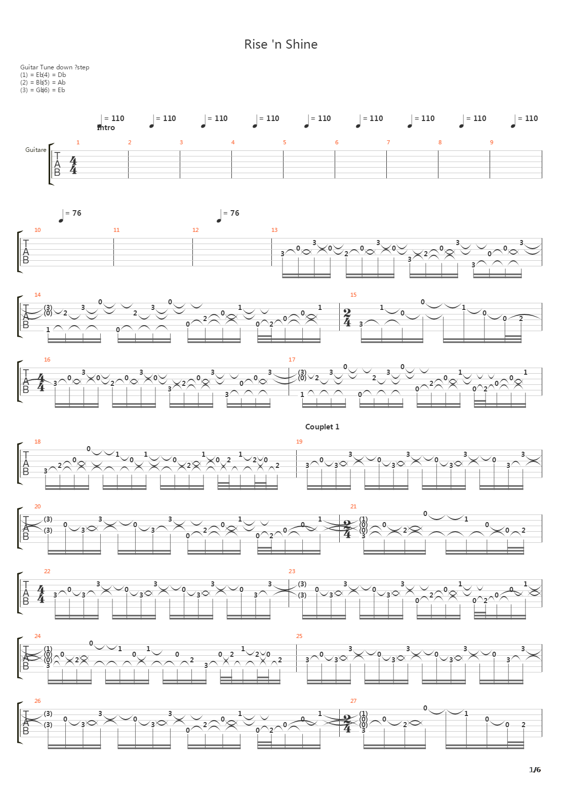 Rise N Shine吉他谱