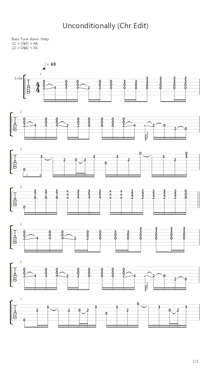 Unconditionally吉他谱
