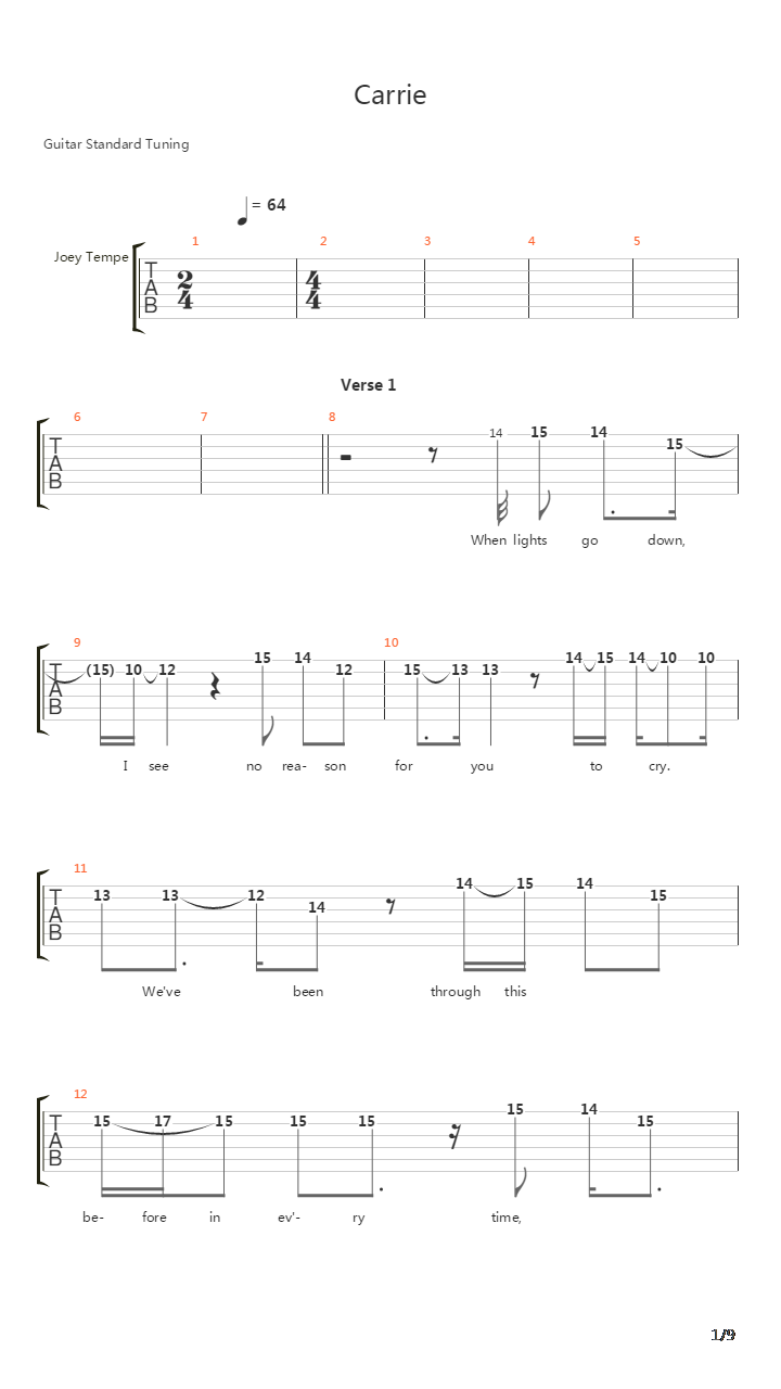 Carrie吉他谱