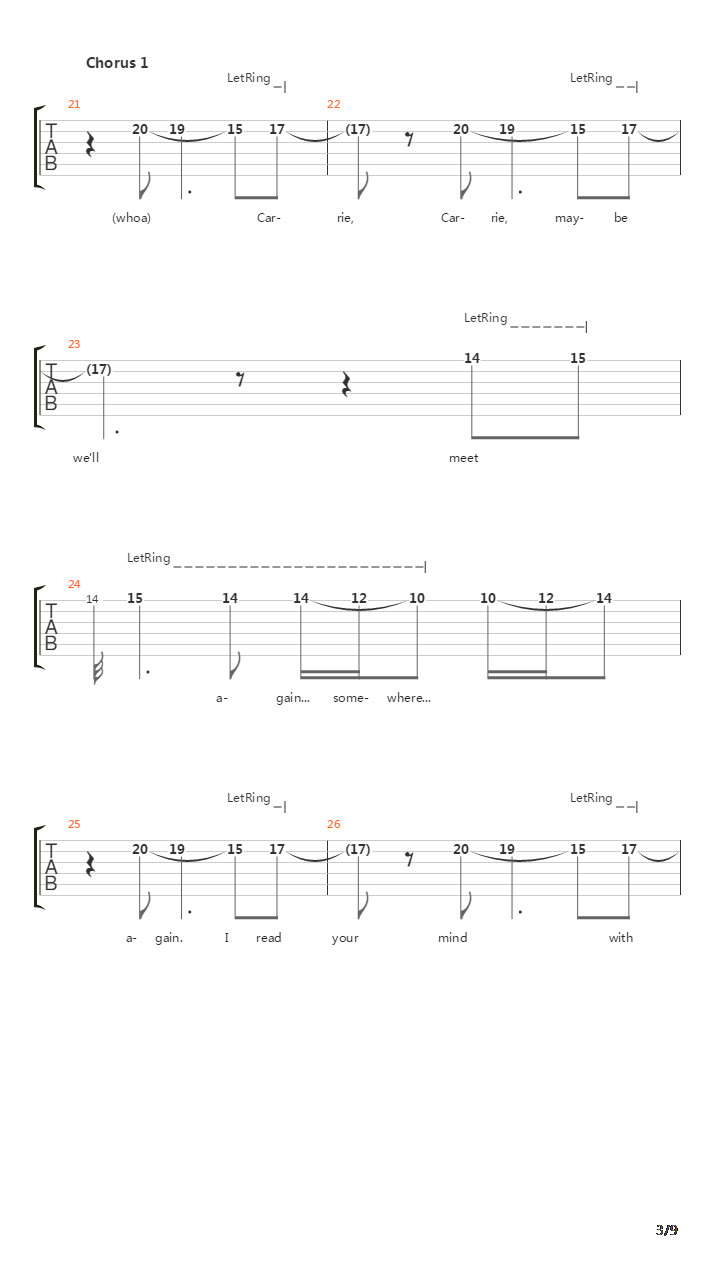 Carrie吉他谱