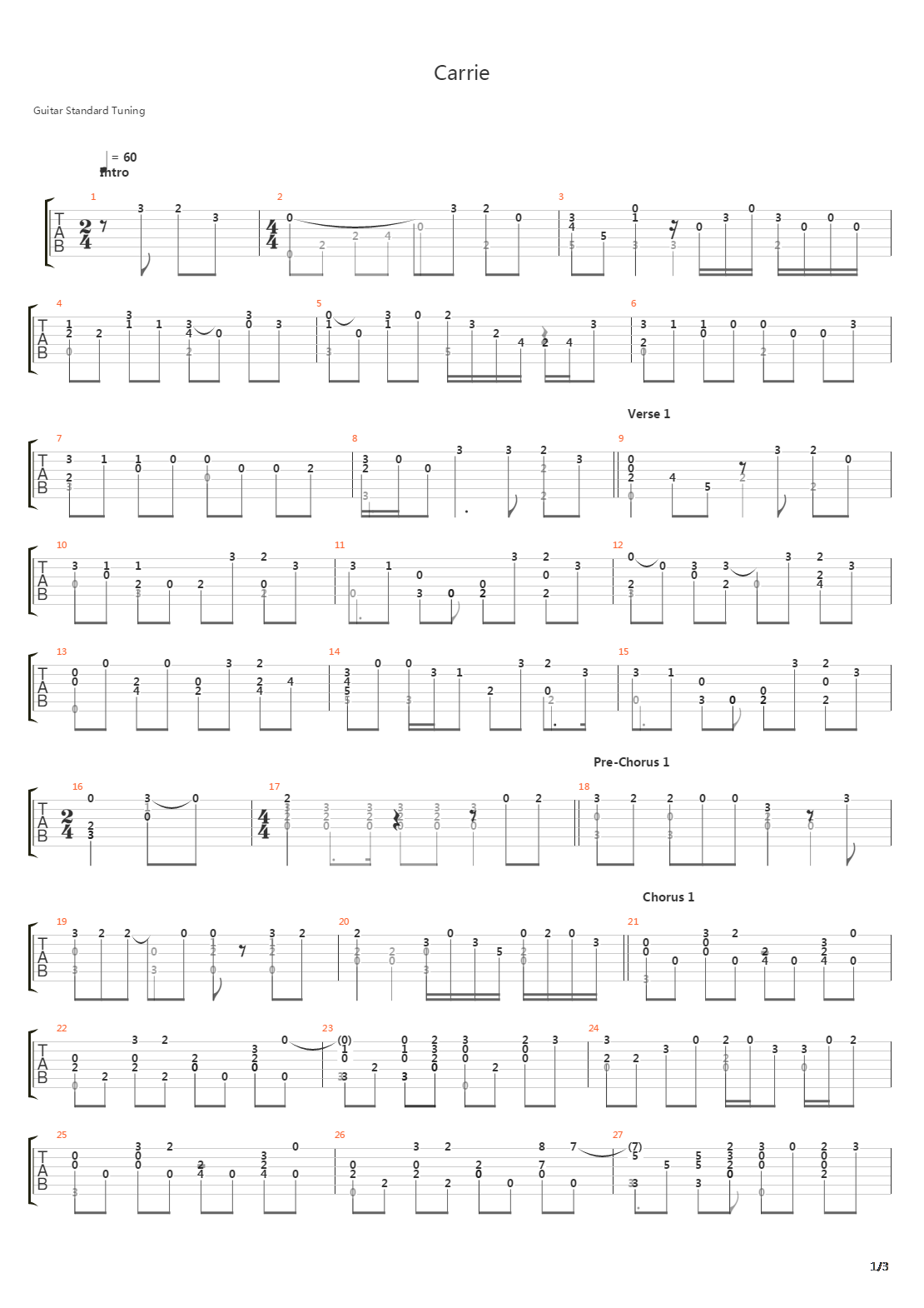 Carrie吉他谱