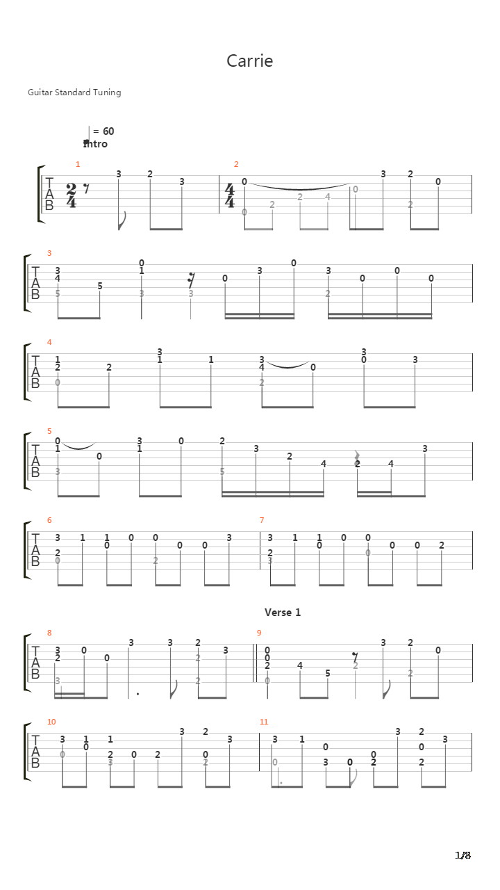 Carrie吉他谱