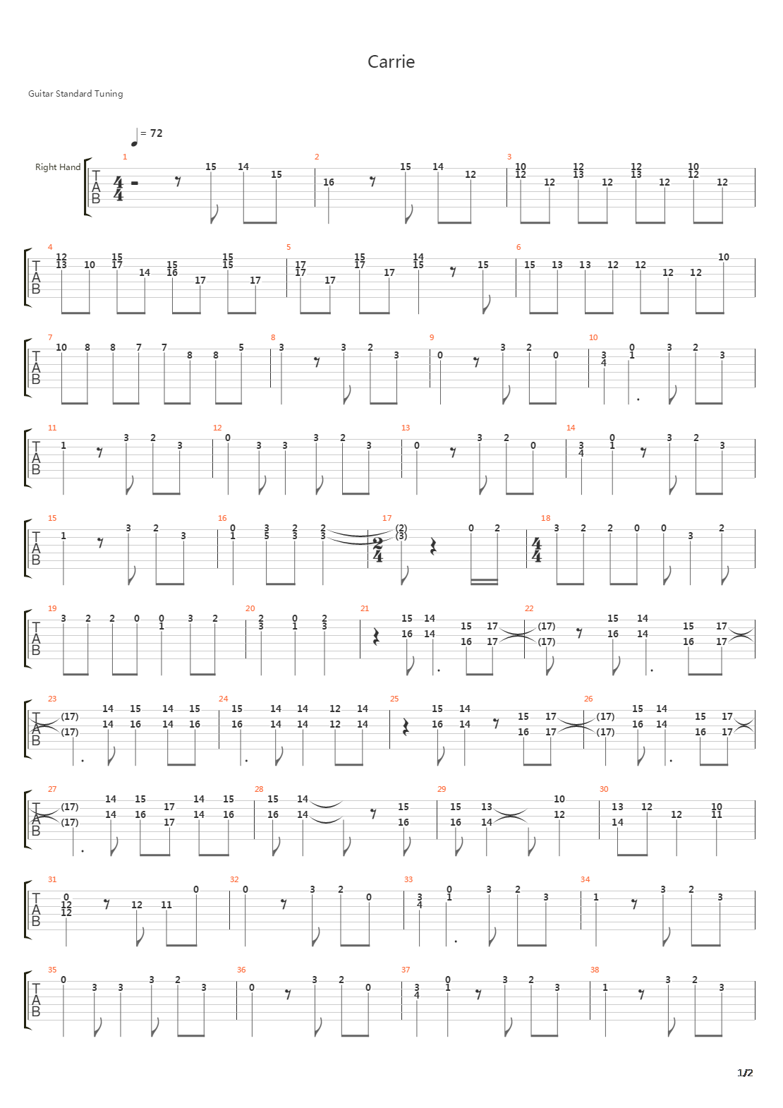 Carrie吉他谱