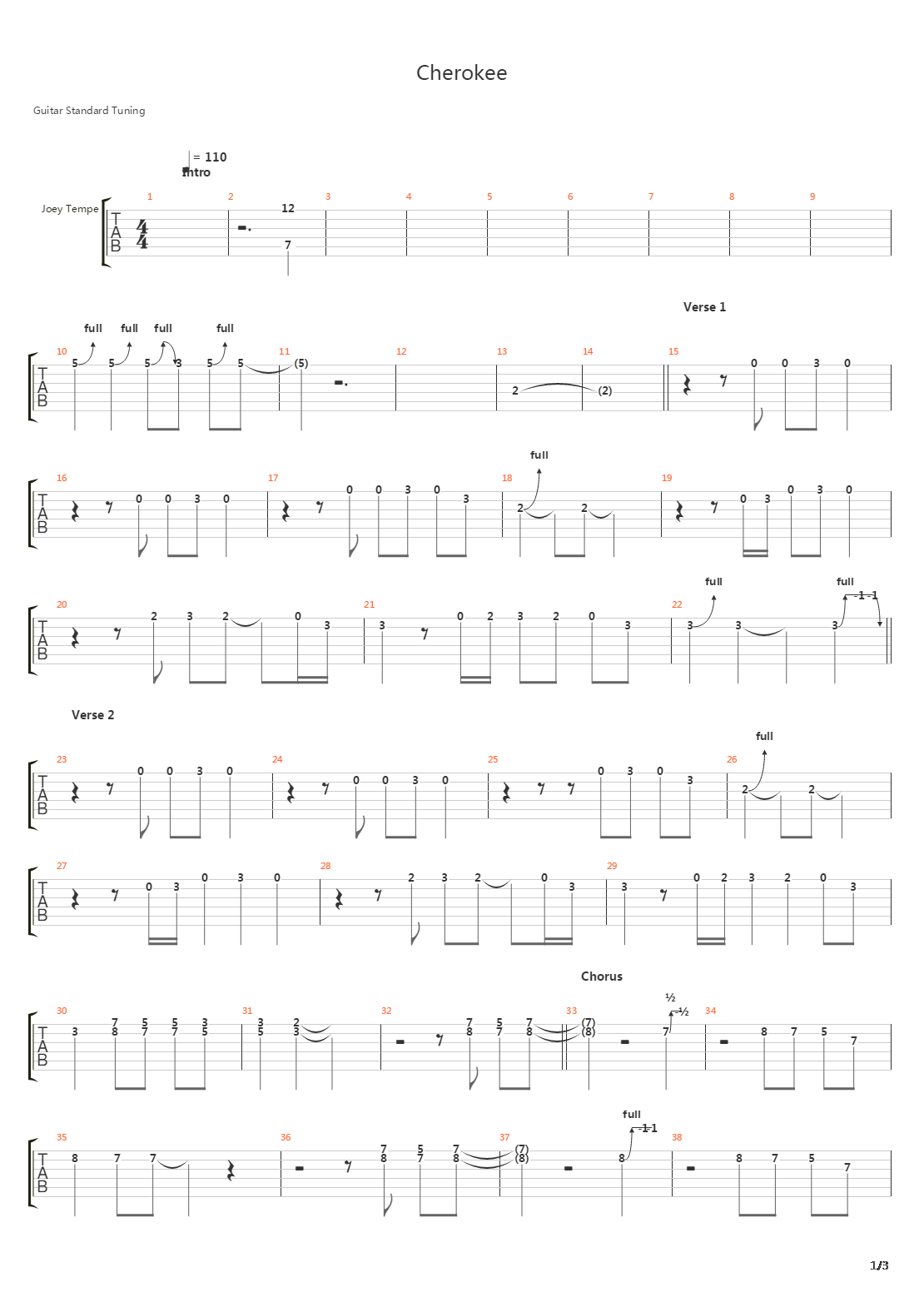 Cherokee吉他谱