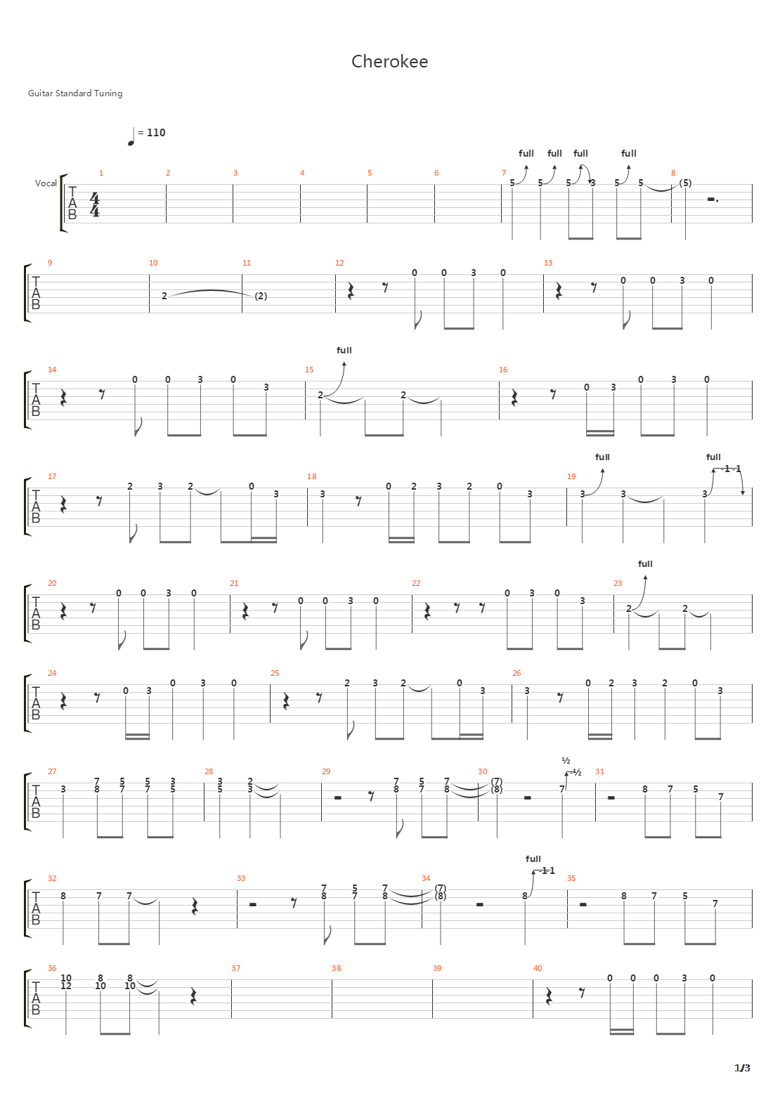 Cherokee吉他谱