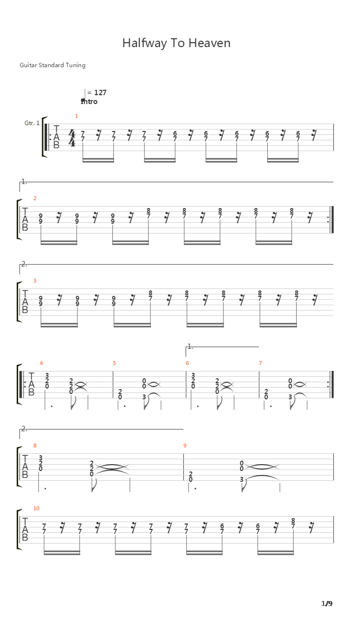 Halfway To Heaven吉他谱