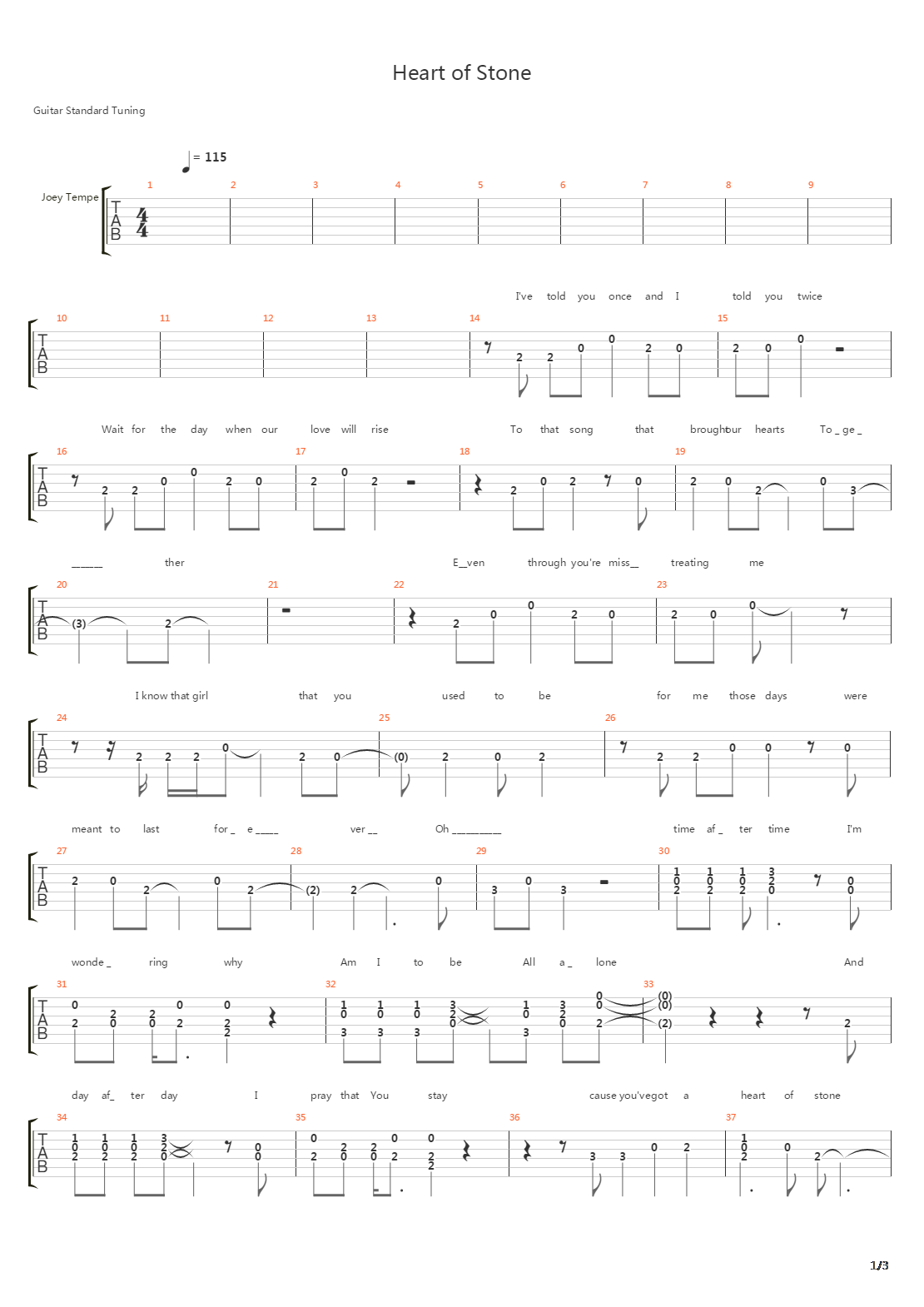 Heart Of Stone吉他谱