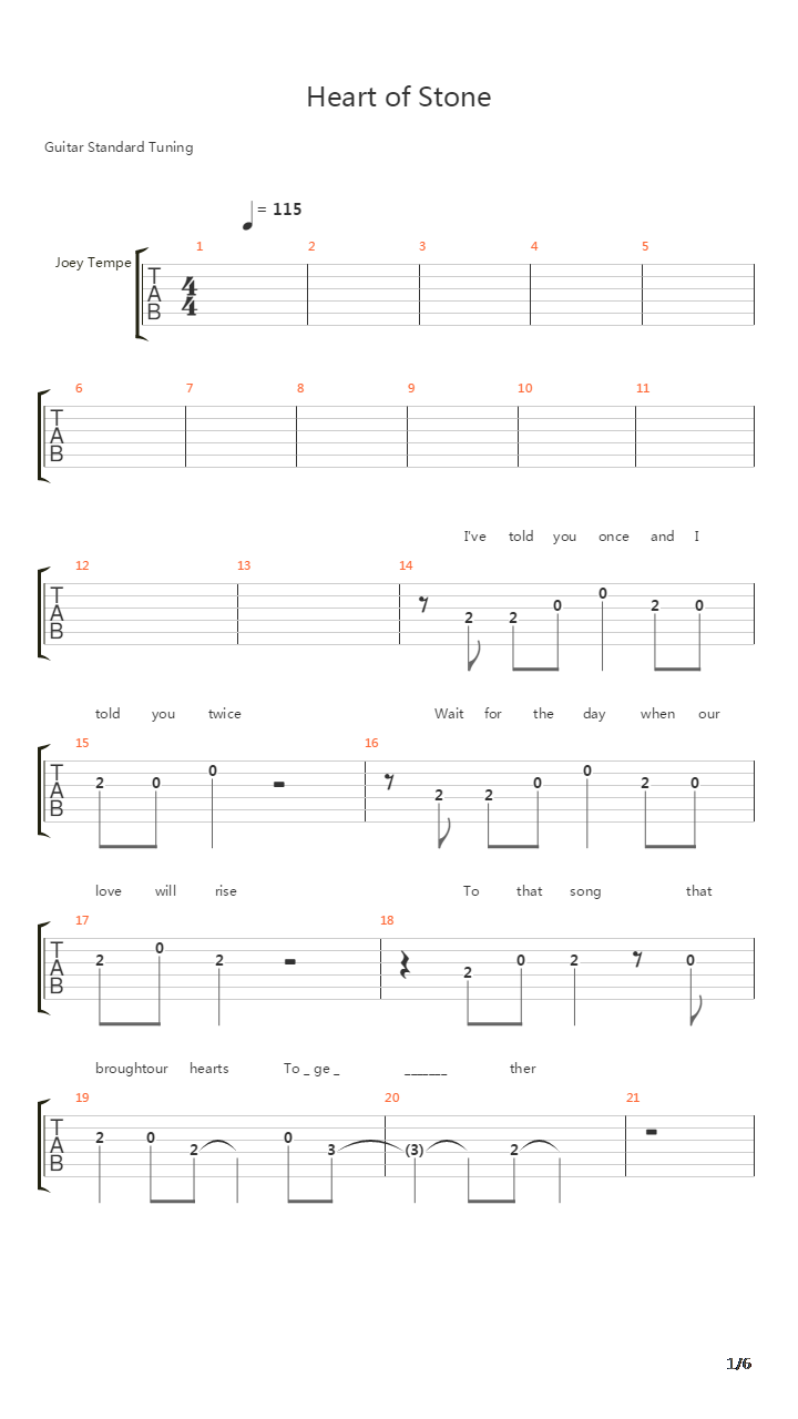 Heart Of Stone吉他谱