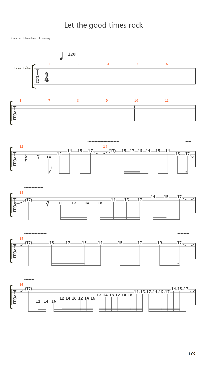 Let The Good Times Rock吉他谱
