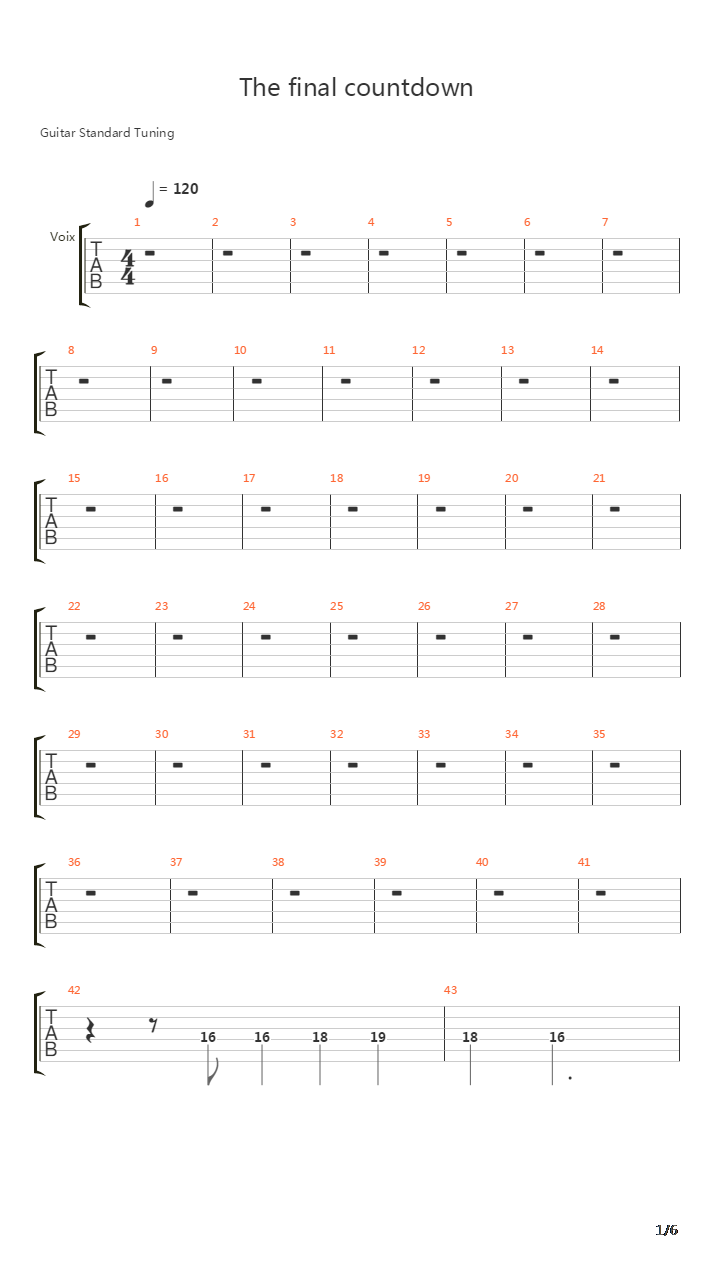 The Final Countdown吉他谱