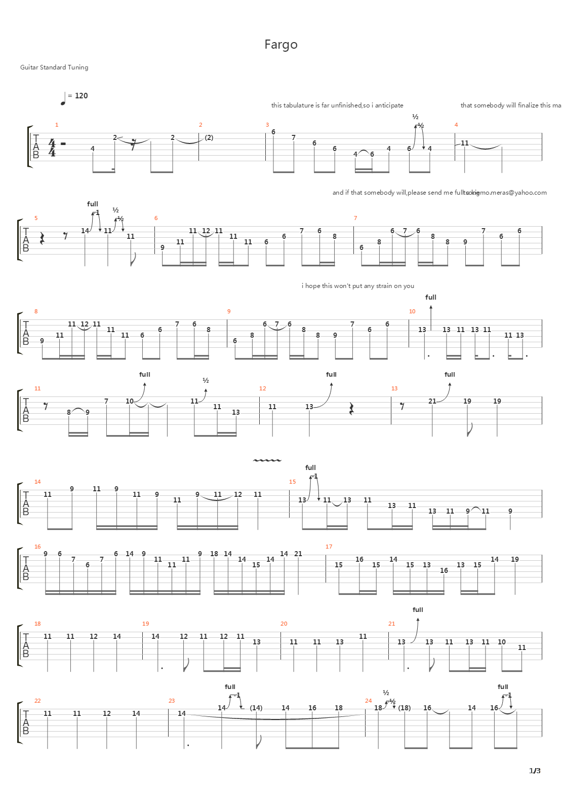 Fargo吉他谱