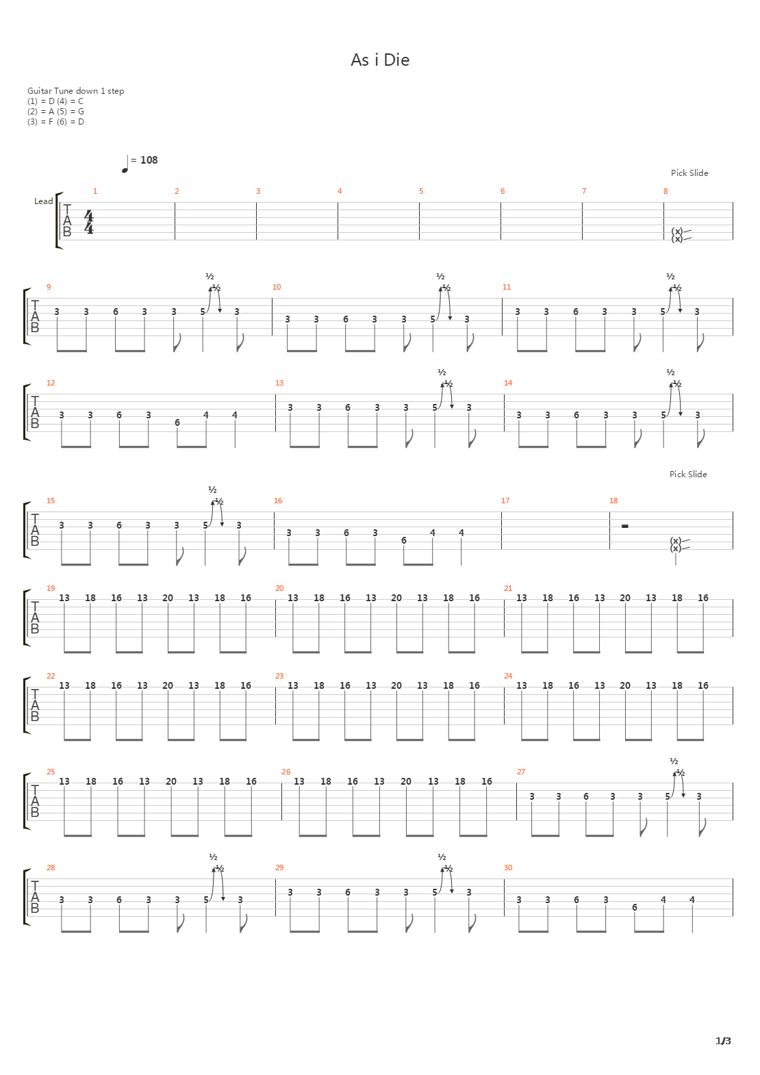 As I Die吉他谱